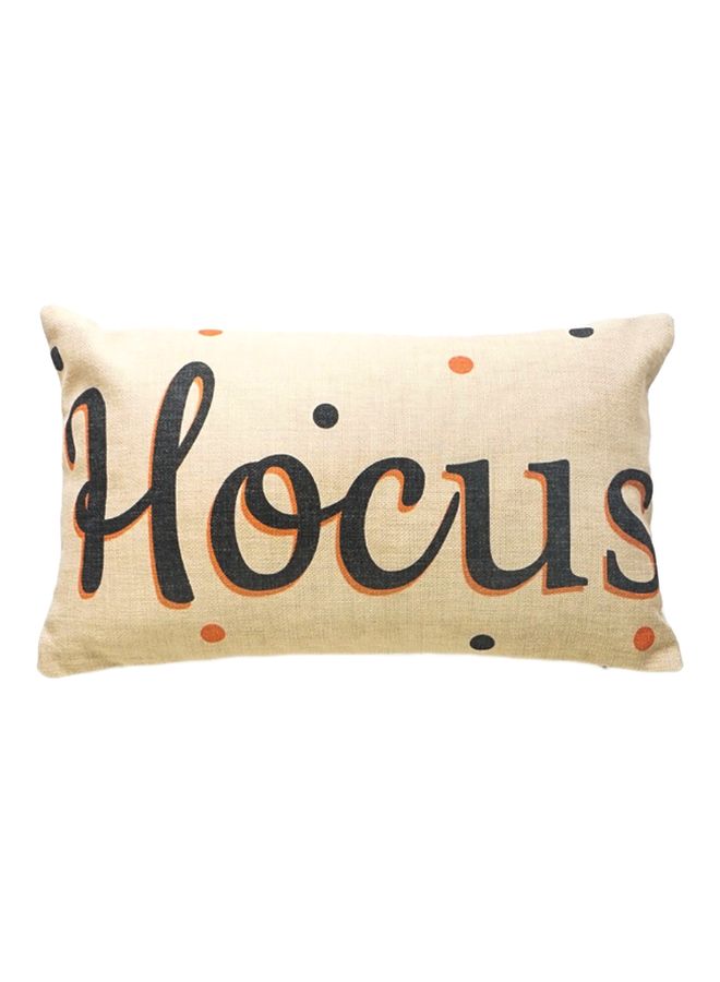 غطاء وسادة بطبعة "Hocus" بيج/أسود/برتقالي 30x50سم