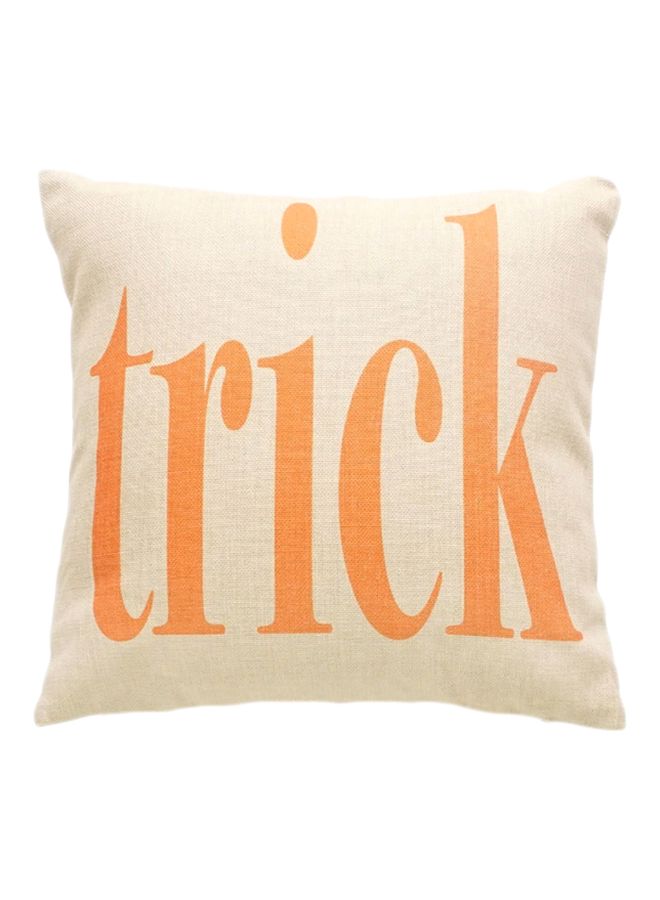 Trick Printed Cushion Cover Beige/Orange 45x45cm