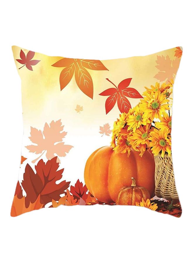 غطاء وسادة ديكور بطبعة اليقطين البرتقالي/الأحمر/الأصفر 45x45سم