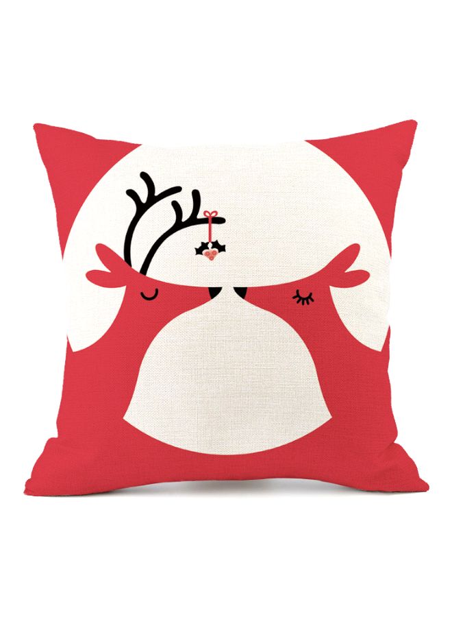 غطاء وسادة بتصميم مطبوع عليه رسمة حيوانات الرنة أحمر/بيج/أسود 45x45سم