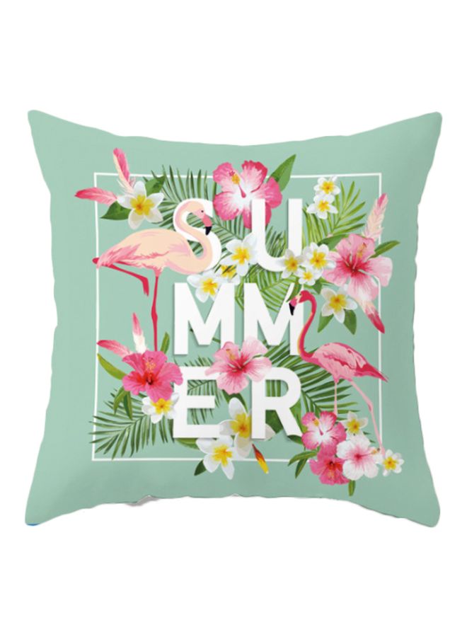 Summer Printed Cushion Cover Green/Pink/White 45x45cm