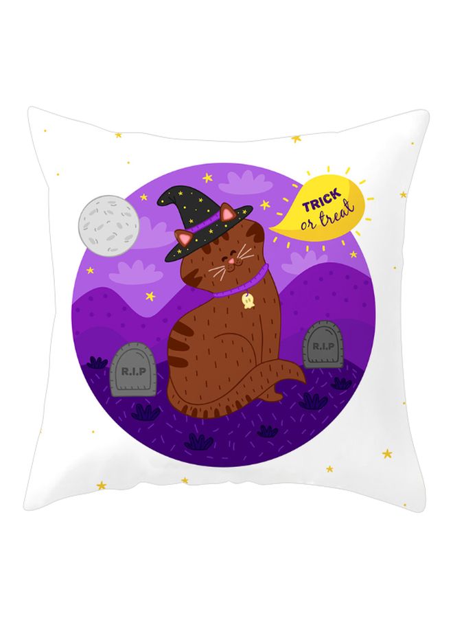 Halloween Printed Cushion Cover Purple/Brown/Black 45x45cm