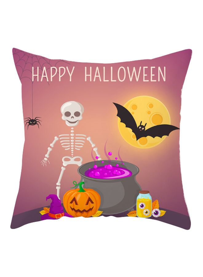Halloween Printed Cushion Cover Pink/White/Black 45x45cm