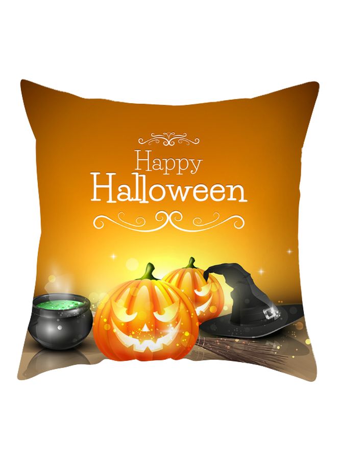 Halloween Printed Cushion Cover Orange/Yellow/Black 45x45cm