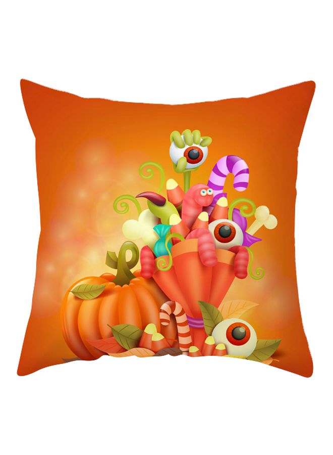 Halloween Printed Cushion Cover Orange/Yellow/Purple 45x45cm