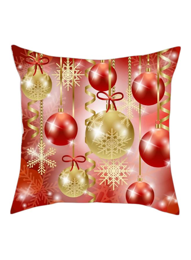 بيوينتي غطاء وسادة ديكور بطبعة زينة عيد الميلاد أحمر/ذهبي 45x45سم
