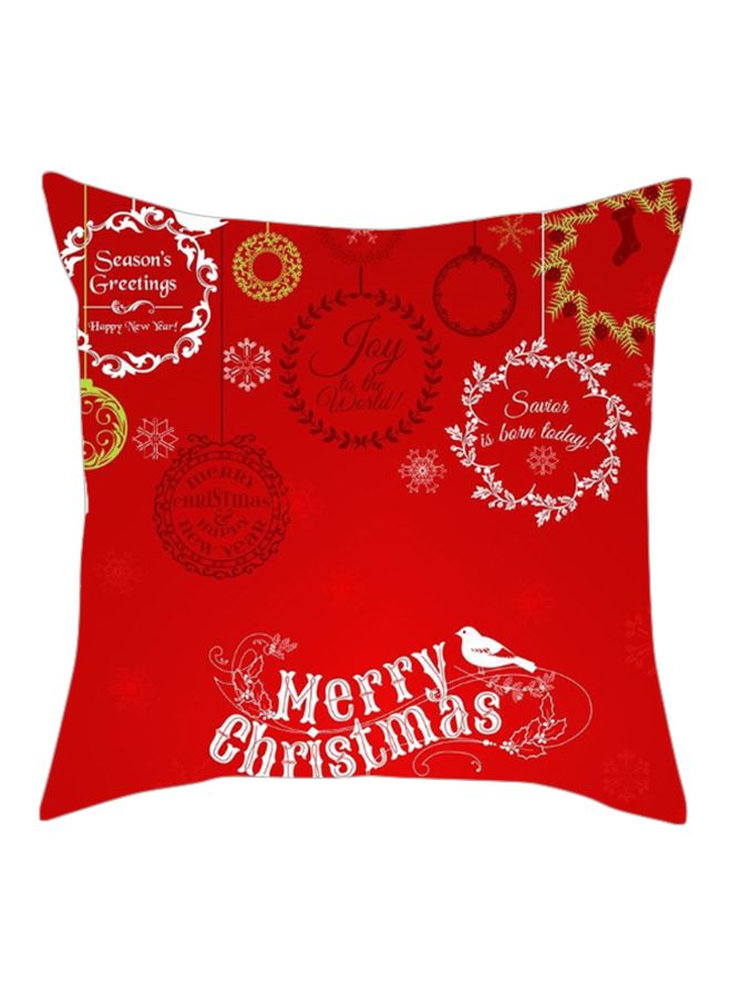بيوينتي غطاء وسادة مطبوع عليها صورة للكريسماس أحمر/أيبض/ذهبي 45x45سم
