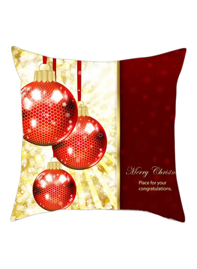 غطاء وسادة بطبعة عبارة "Merry Christmas" أحمر/ذهبي 45x45سم