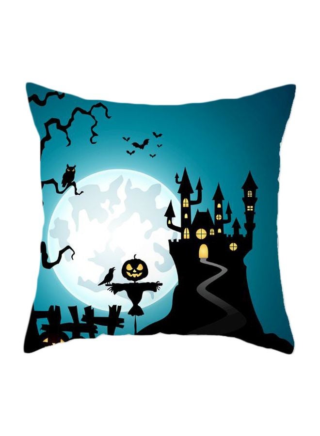 Beauenty Halloween Printed Decorative Pillow Blue/White/Black 45x45cm 