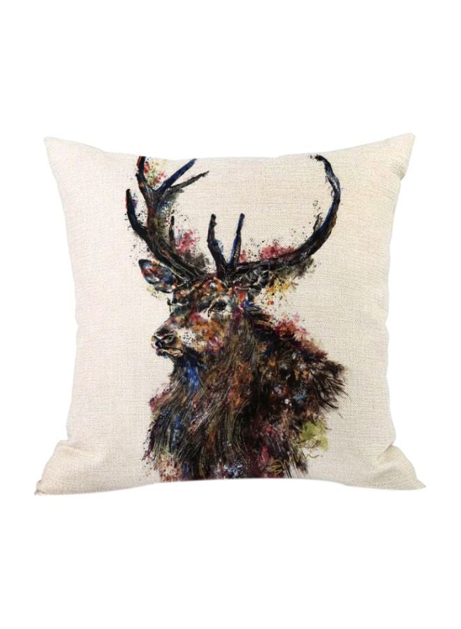 Bird Painted Cushion Cover Beige/Black/Brown 45x45cm