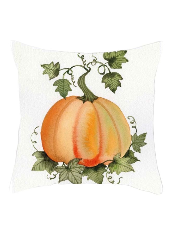 Pumpkin Printed Cushion Cover White/Orange/Green 45x45cm