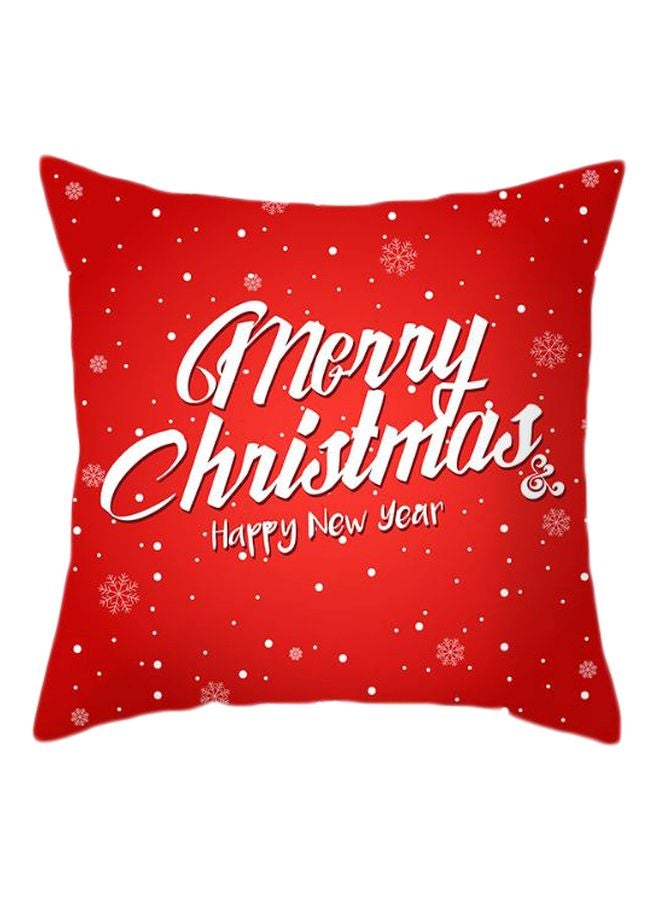 بيوينتي غطاء وسادة بطبعة "Merry Christmas Happy New Year" أحمر/أبيض 45x45سم