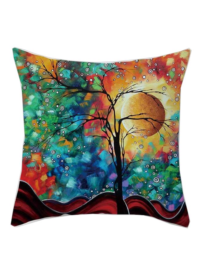 غطاء وسادة بطبعة شجرة أزرق/ برتقالي/ أخضر 45x45سم