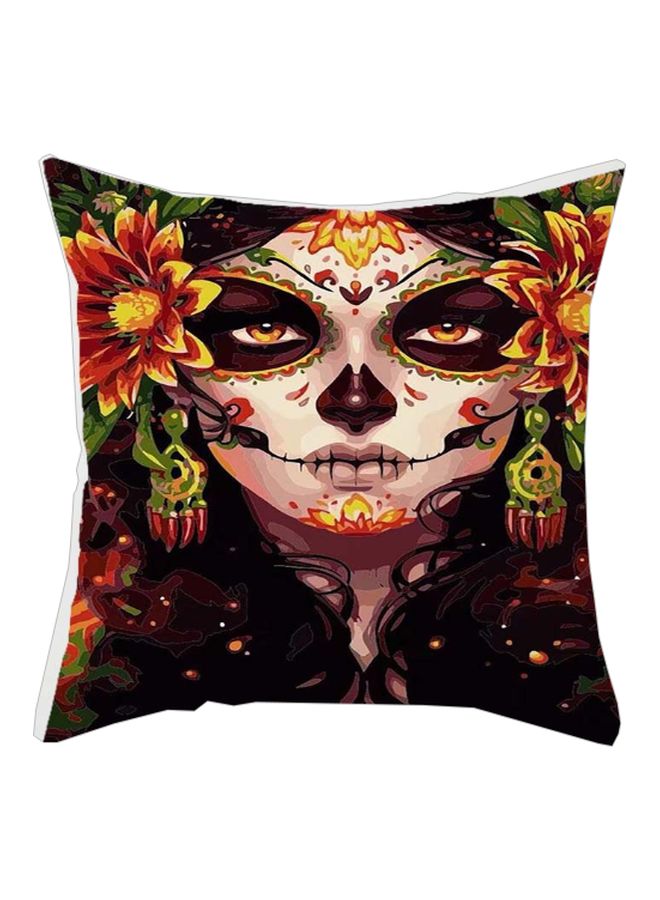 غطاء وسادة بطبعة شبح فتاة أزرق/أحمر/بيج 45x45سم