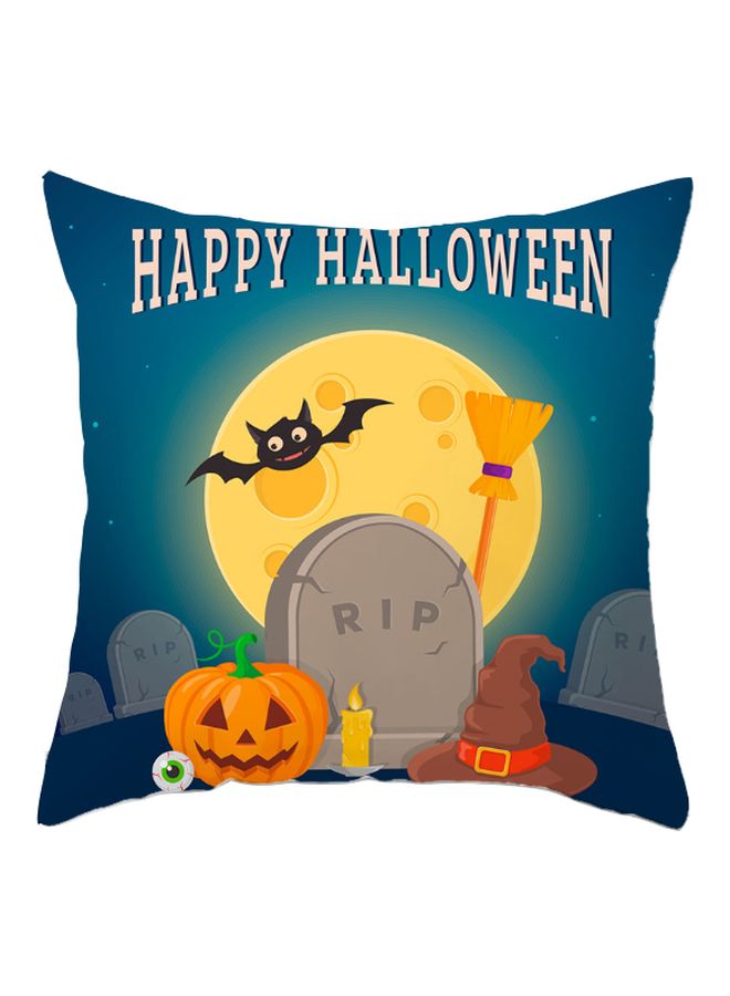 Beauenty Halloween Printed Cushion Cover Blue/Yellow/Grey 45x45cm 