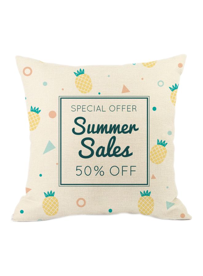 Pineapple Printed Cushion Cover Beige/Green/Yellow 45x45cm