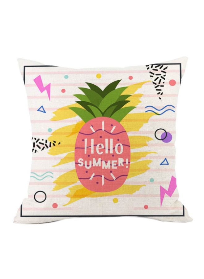 Pineapple Printed Cushion Cover Pink/Green/Yellow 45x45cm