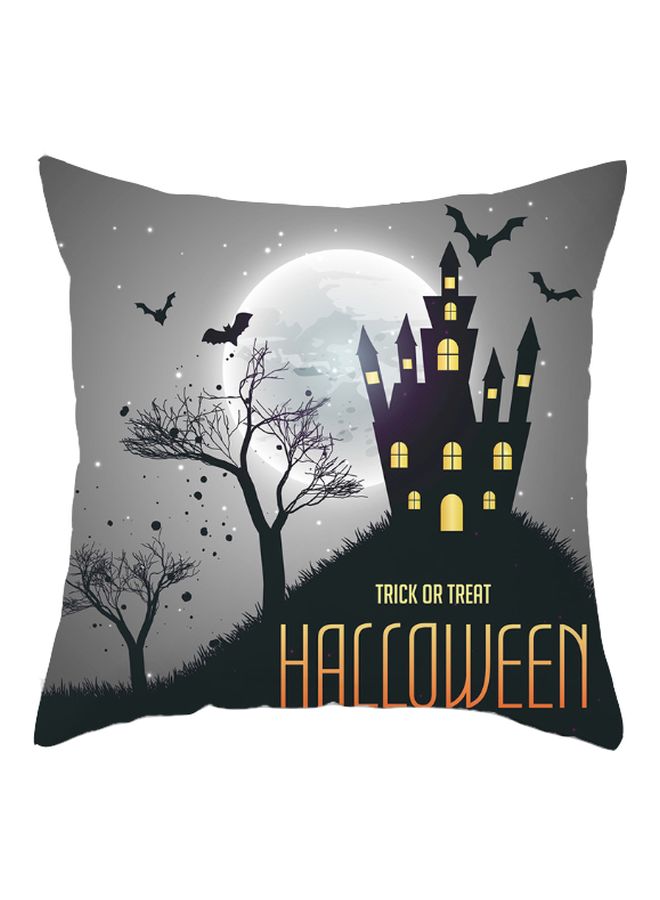 Beauenty Halloween Printed Cushion Cover Grey/Black/Yellow 45x45cm 