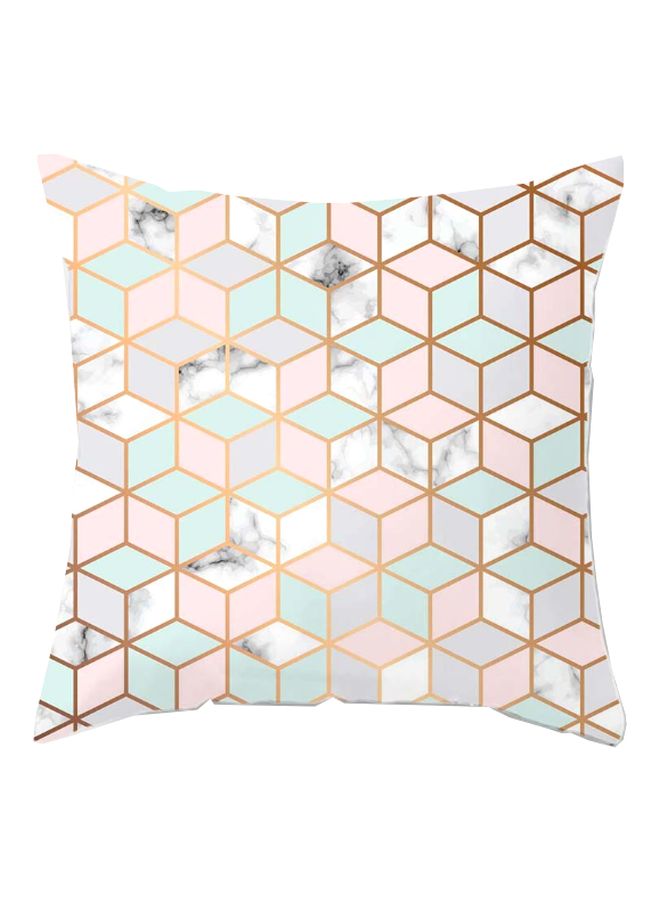 غطاء وسادة بنمط هندسي ذهبي/ وردي/ أخضر 45x45سم