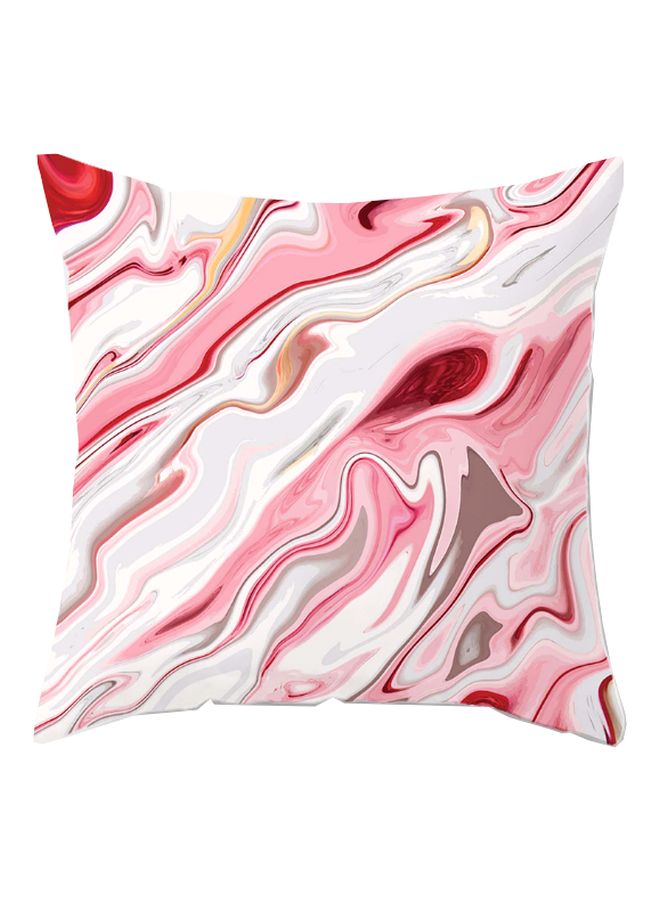 غطاء وسادة مزين بنقشة رخامية وردي/رمادي/أحمر 45x45سم