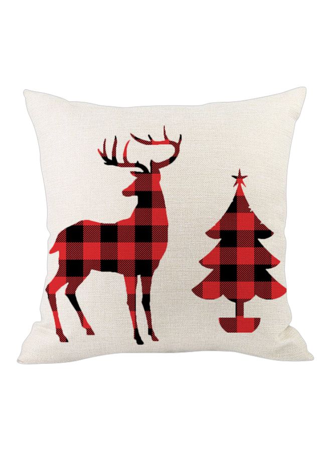 بيوينتي غطاء وسادة مطبوع بتصميم كرتوني للكريسماس بيج/أحمر/أسود 45x45سم