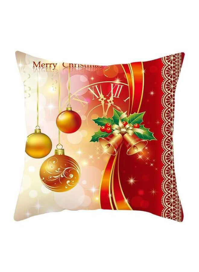 Christmas Decoration Printed Cushion Cover Red/Gold/Green 45x45cm