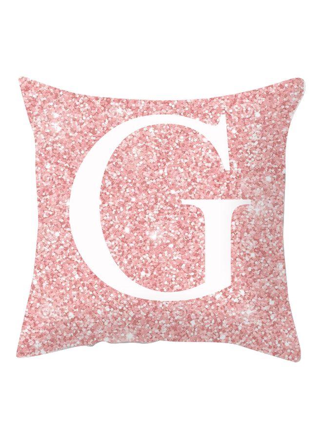 Alphabet G Printed Cushion Cover Pink/White 45x45cm