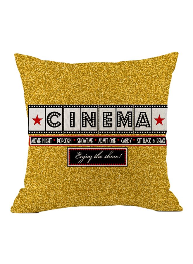 Cinema Printed Cushion Cover Gold/Black/White 45x45cm