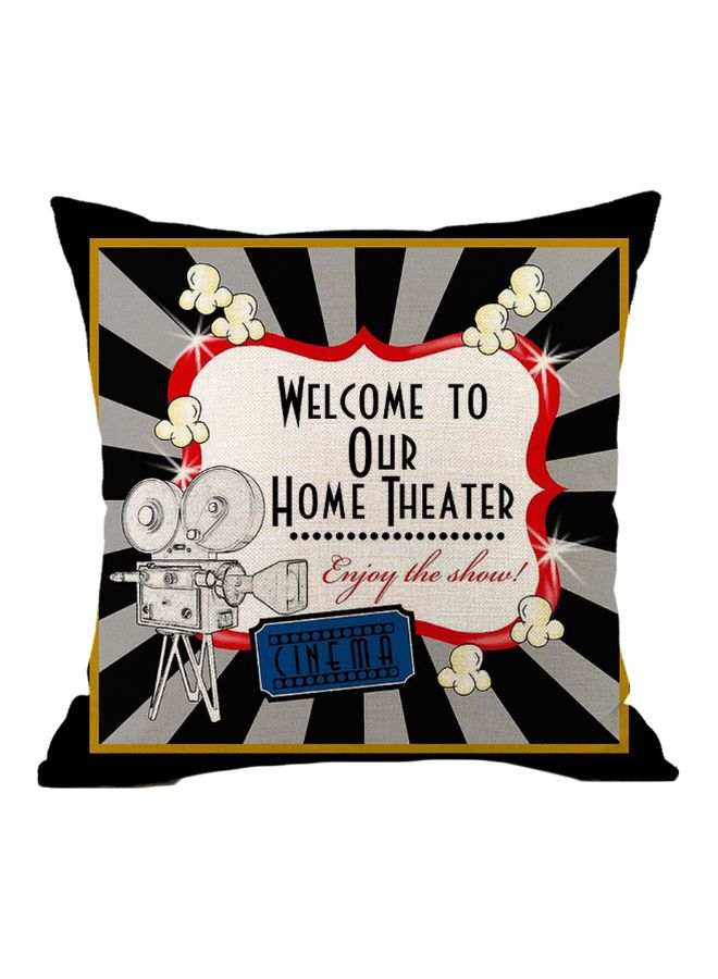 غطاء وسادة بطبعة عبارة "Keep Calm And Drink Coffee" أسود/ رمادي/ أحمر 45x45سم