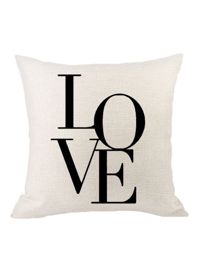 Love Printed Cushion Cover White/Black 45x45cm