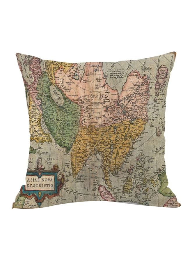 غطاء وسادة ديكور بطبعة خريطة رمادي / أخضر / بيج 45x45سم