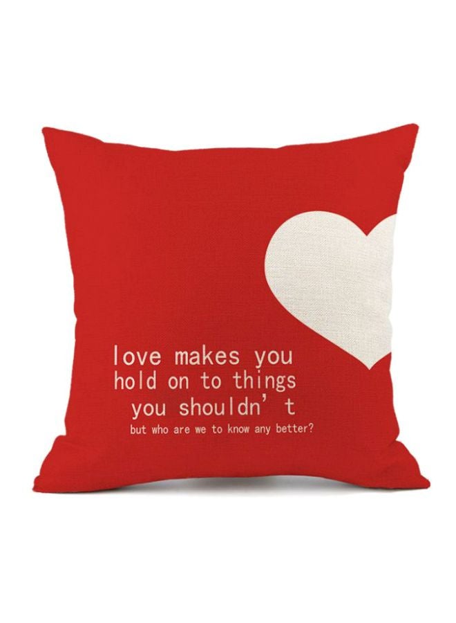 Valentine Quotes Printed Cushion Cover Red/White 45x45cm