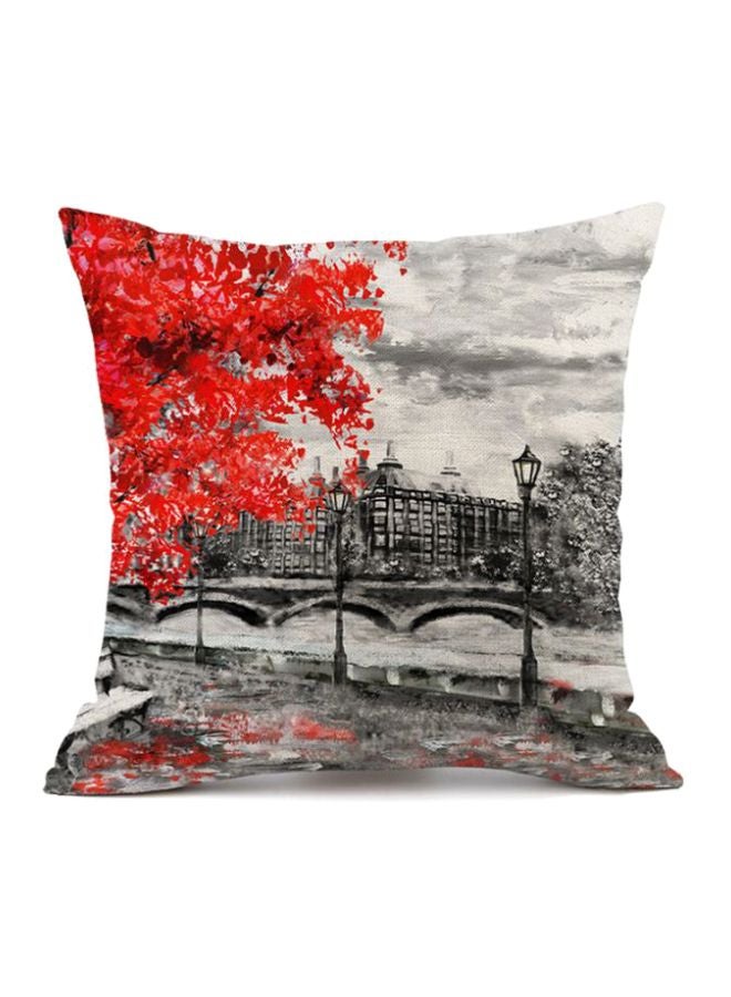 City Landscape Printed Cushion Cover Grey/Red/Black 45x45cm