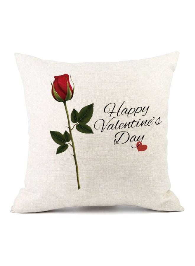 بيوينتي غطاء وسادة بطبعة تعبر عن الحب أبيض/أحمر/أخضر 45x45سم