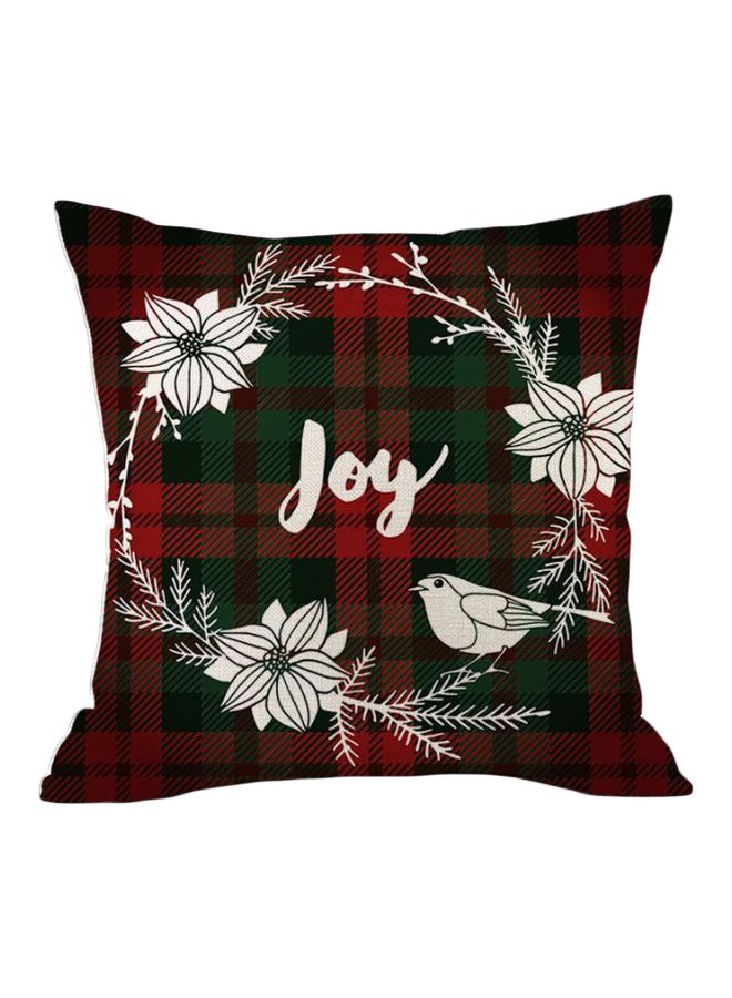 غطاء وسادة بطبعة "Joy" أحمر/أخضر/أبيض 45x45سم
