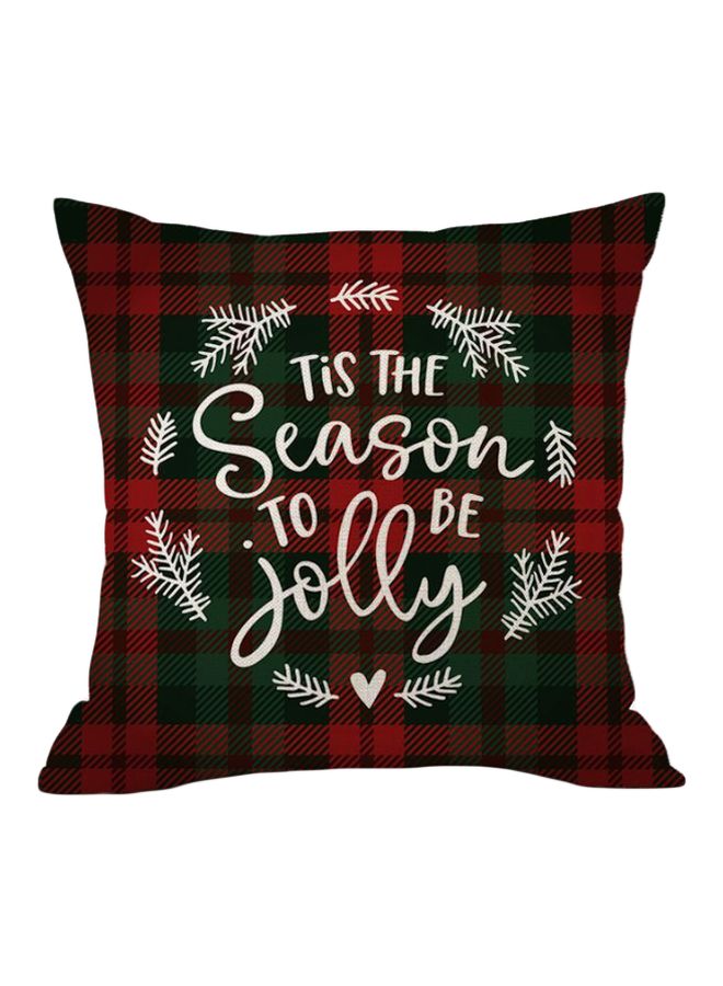 غطاء وسادة بطبعة أحمر/أخضر/أبيض 45x45سم