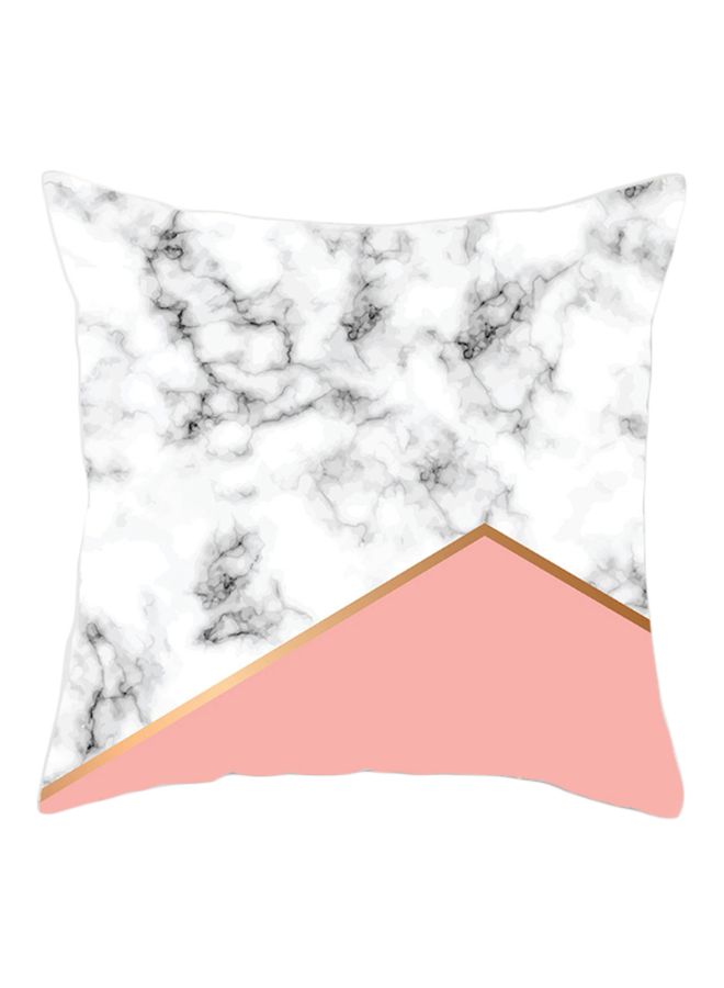 Geometric Pattern Cushion Cover White/Black/Pink 45x45cm