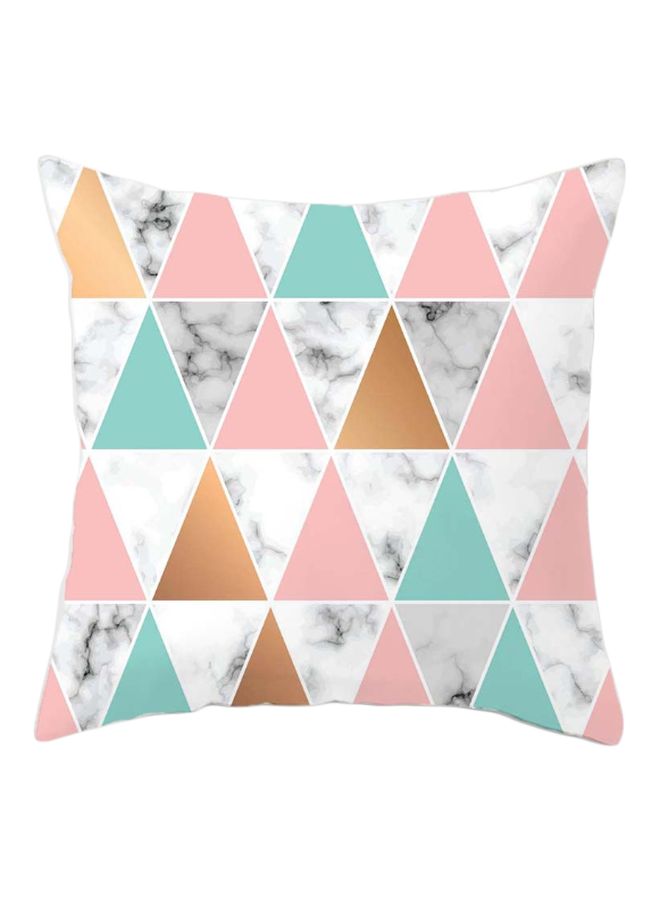 غطاء وسادة بنمط هندسي أبيض/وردي/أخضر 45x45سم