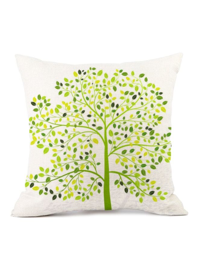 غطاء وسادة بطبعة شجرة بيج / أخضر 45x45سم