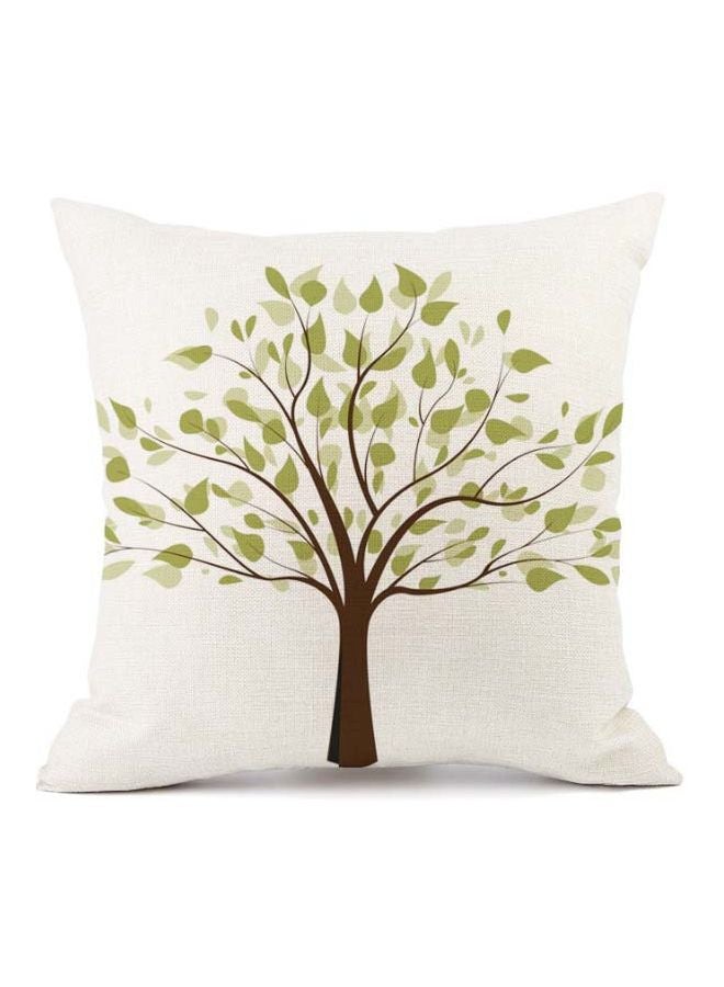 Beauenty Fortune Tree Printed Cushion Cover Beige/Green/Brown 45x45cm 