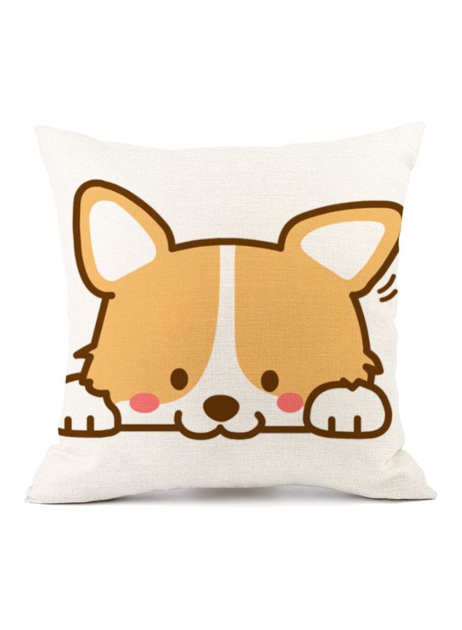 Cartoon Printed Cushion Cover White/Beige/Pink 45x45cm