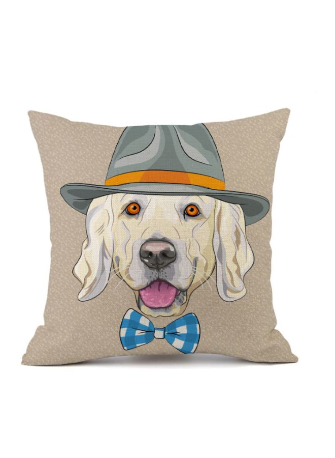 Dog Printed Cushion Cover Brown/Grey/Orange 45x45cm
