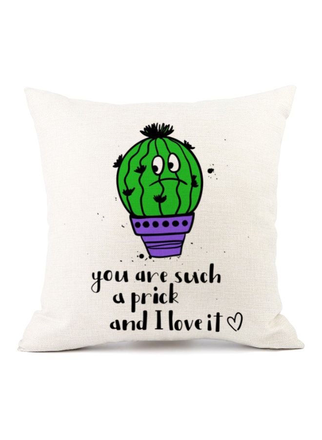 Quote Printed Cushion Cover White/Green/Purple 45x45cm