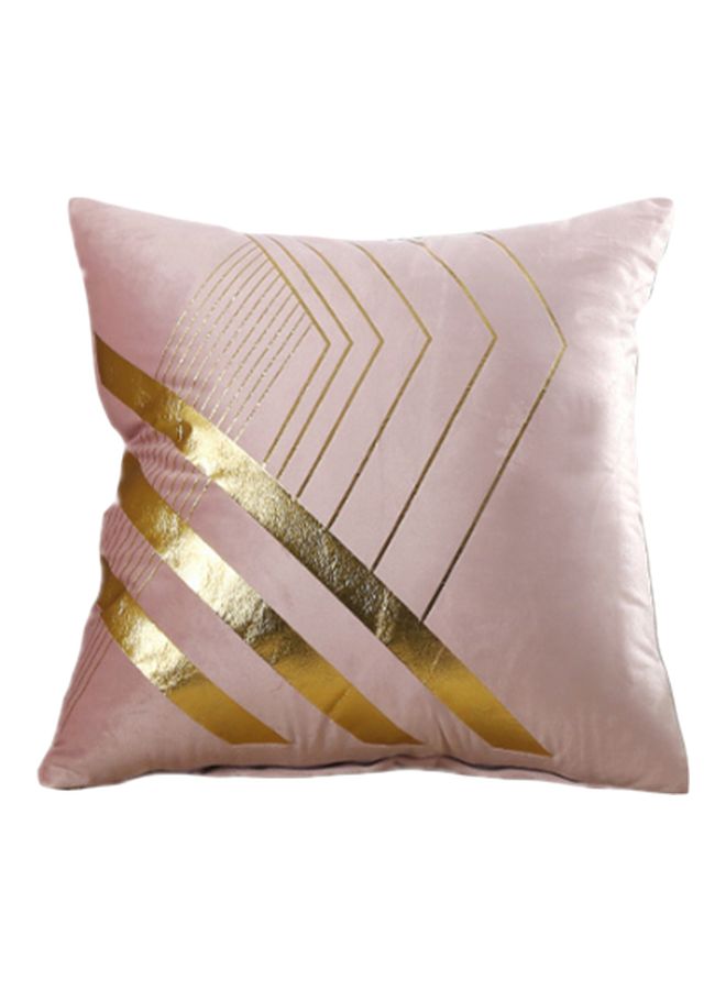 Beauenty Velvet Gilded Geometric Pattern Printed Cushion Cover Pink/Gold 45x45cm - Image 1