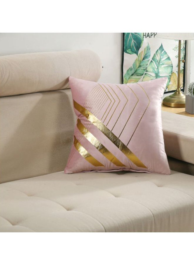 Beauenty Velvet Gilded Geometric Pattern Printed Cushion Cover Pink/Gold 45x45cm - Image 2