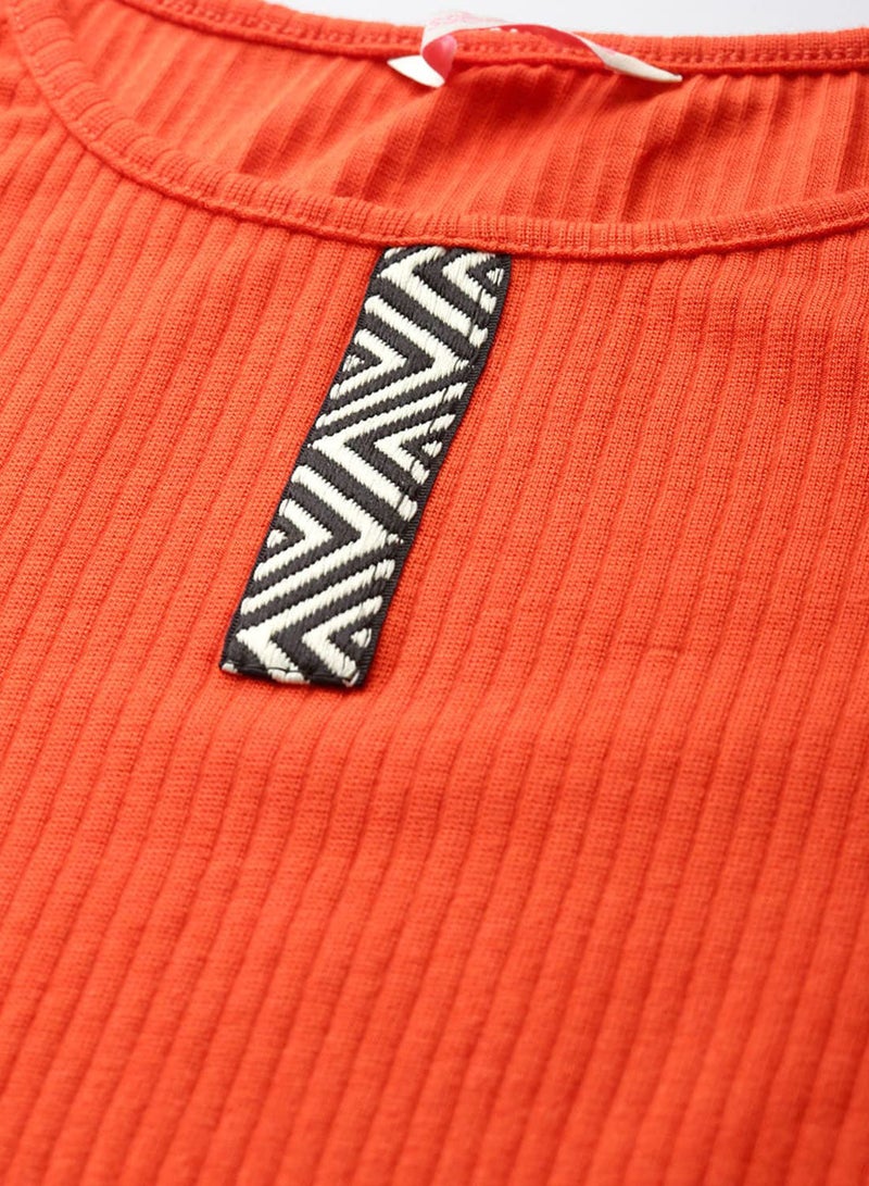 DressBerry Ribbed Slim Fit Top Orange  - Image 5