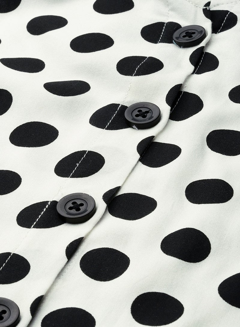 HERE&NOW Polka Dot Button Down Top White  - Image 3
