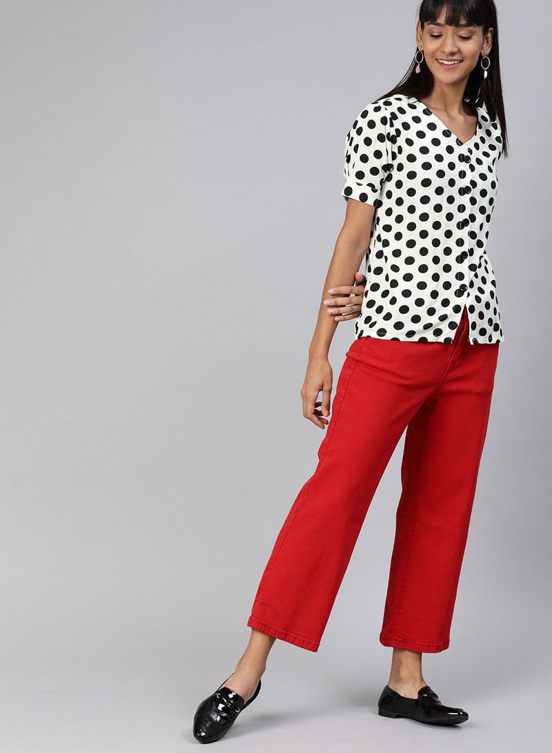 HERE&NOW Polka Dot Button Down Top White  - Image 4
