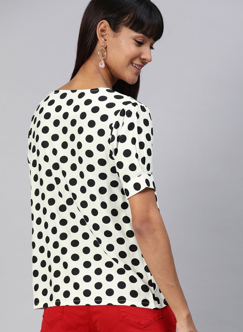 HERE&NOW Polka Dot Button Down Top White  - Image 5