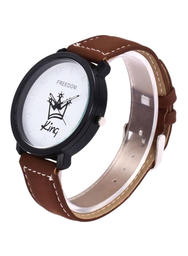 بلولانز ساعة أنالوج من الجلد الصناعي 25267 - 44 مم - بني - Image 1